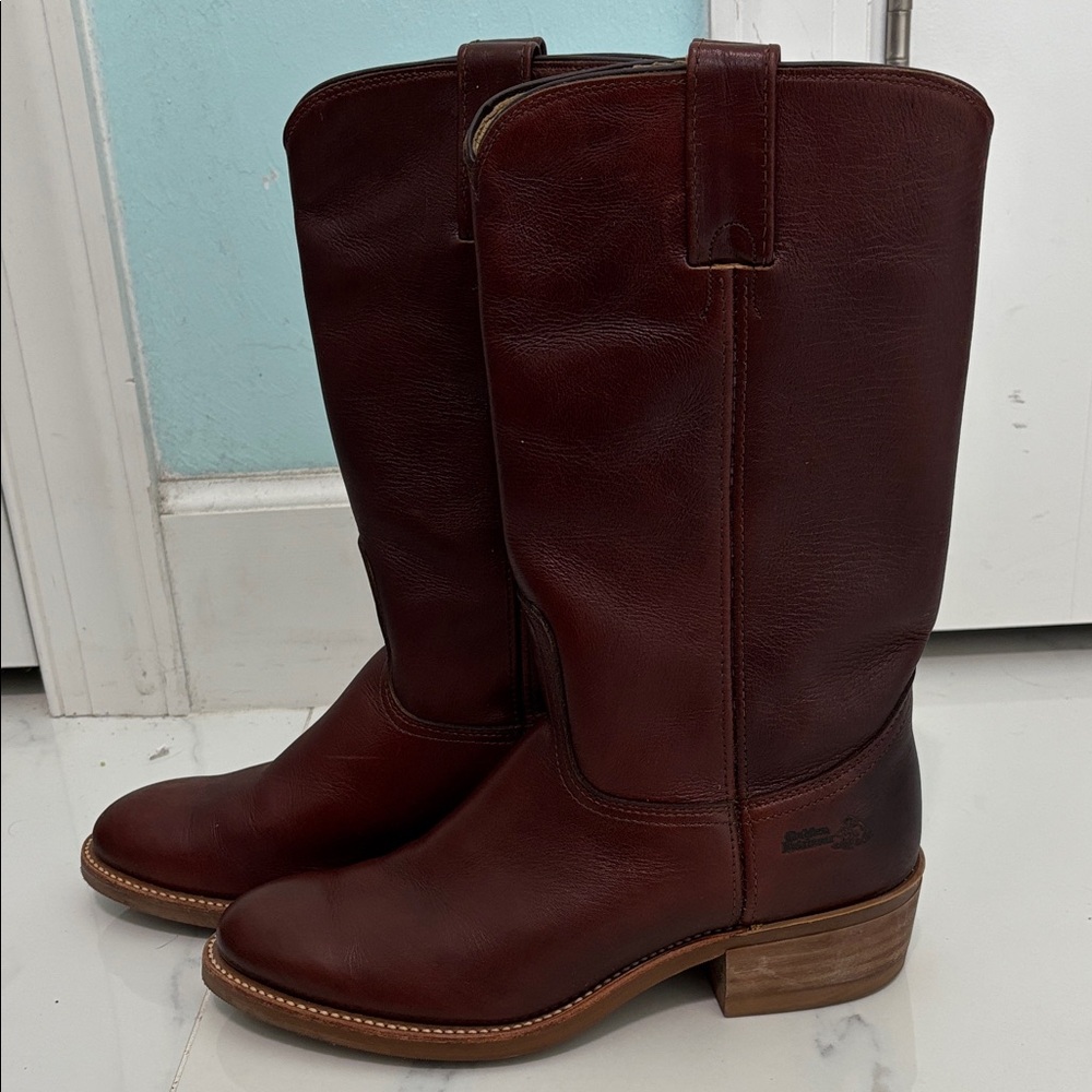 Golden Retriever Women's Brown Leather Boots